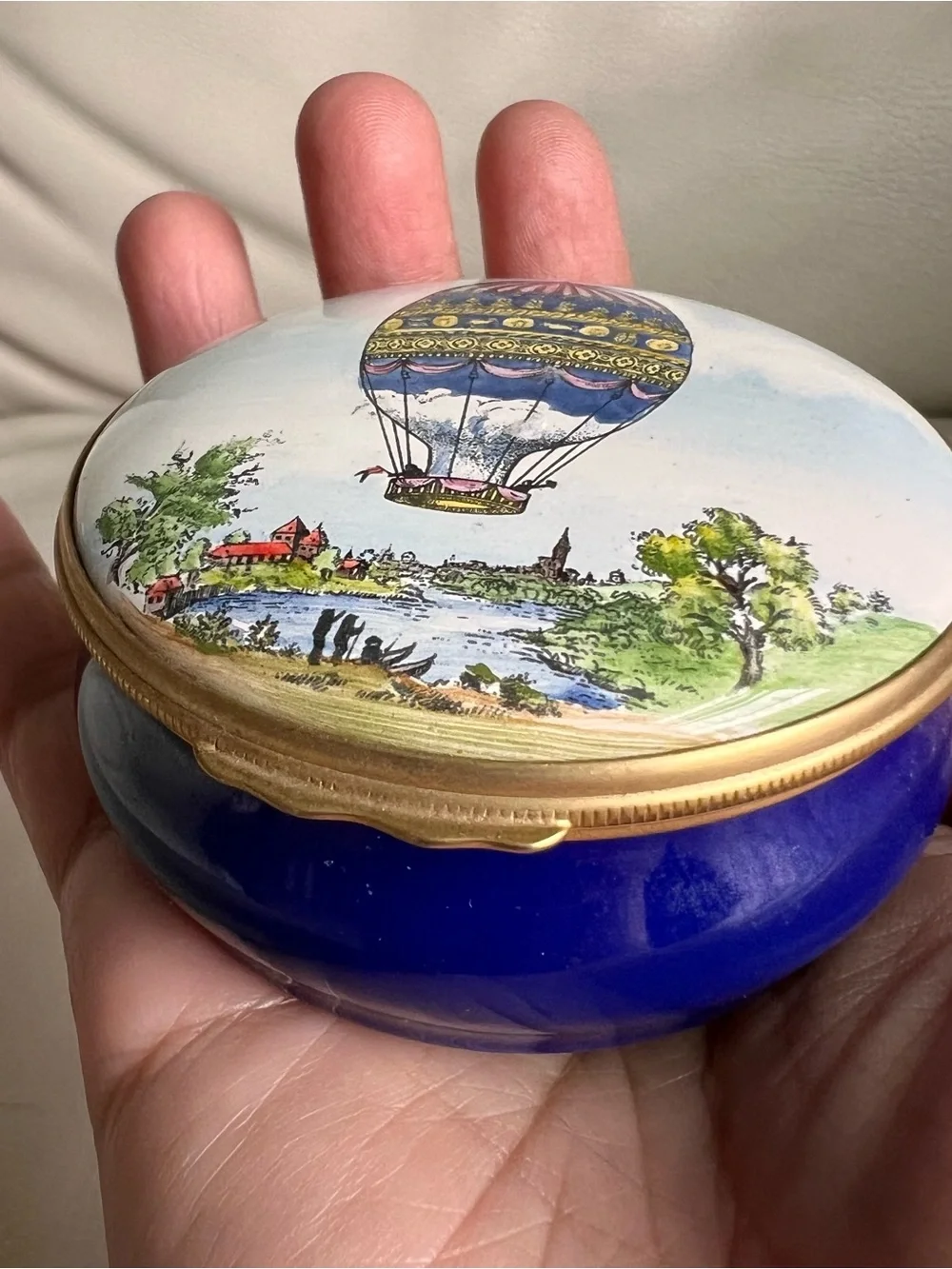 Halcyon Days Enamels Hot Air Balloon Trinket Box 1784 Ascent at Strasbourg